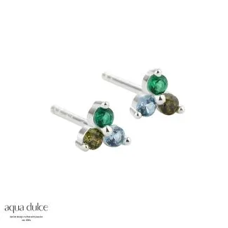 Aqua Dulce Gunnva Green Sølvøreringe med Grøn Detalje – Model 5403

