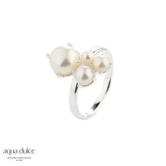 Aqua Dulce Bubbels sølvring med hvid sten model 5465