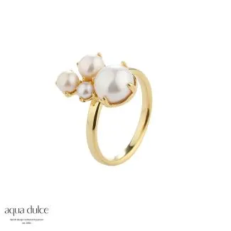 Aqua Dulce Bubbels Ring - 5466 sølv og forgyldt ring med hvid sten