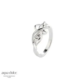 Aqua Dulce Curly Tina sølvring med hvid sten model 5532