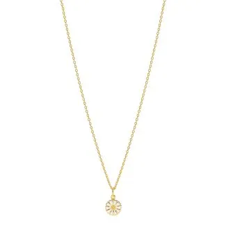 Lund Copenhagen Marguerit collier 9mm forgyldt sølv med hvid emalje