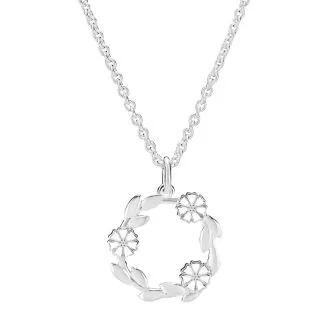 Lund Copenhagen Marguerit Collier Hvid Emalje Sølv 45-48 cm