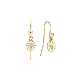 Lund Copenhagen Marguerit ørehænger med mat hjerte 24kt forgyldt