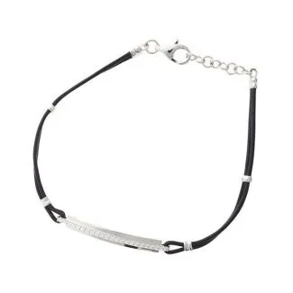 Lund Copenhagen læder armbånd med sølv detalje
