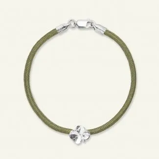 Flora Danica - Firkløver Silke Oliven - Armbånd - FLC-silk-olive-16-S