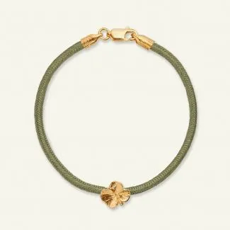 Flora Danica - Firkløver Silke Oliven - Armbånd - FLC-silk-olive-16-G
