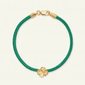 Flora Danica - Firkløver Silke Mørkegrøn - Armbånd - FLC-silk-darkgreen-16-G