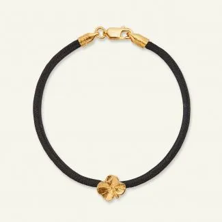 Flora Danica - Firkløver Silke Sort - Armbånd - FLC-silk-black-18-G