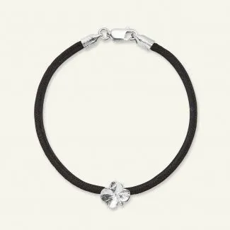 Flora Danica - Firkløver Silke Sort - Armbånd - FLC-silk-black-16-S