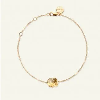 Flora Danica  - Firkløver Pavé - Armbånd - FLC-Br-G-Pave