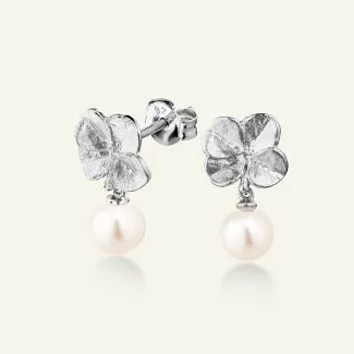 Flora Danica - Firkløver - Perle - Øreringe - FLC-StPcPearl-S