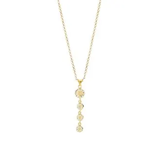 Lund Copenhagen Marguerit collier i 24 kt forgyldt sølv med hvid emalje