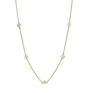 Lund Copenhagen - Marguerit collier med 5x7,5mm hvid emalje 24 kt forgyldt 45cm 925 - 90207045-M