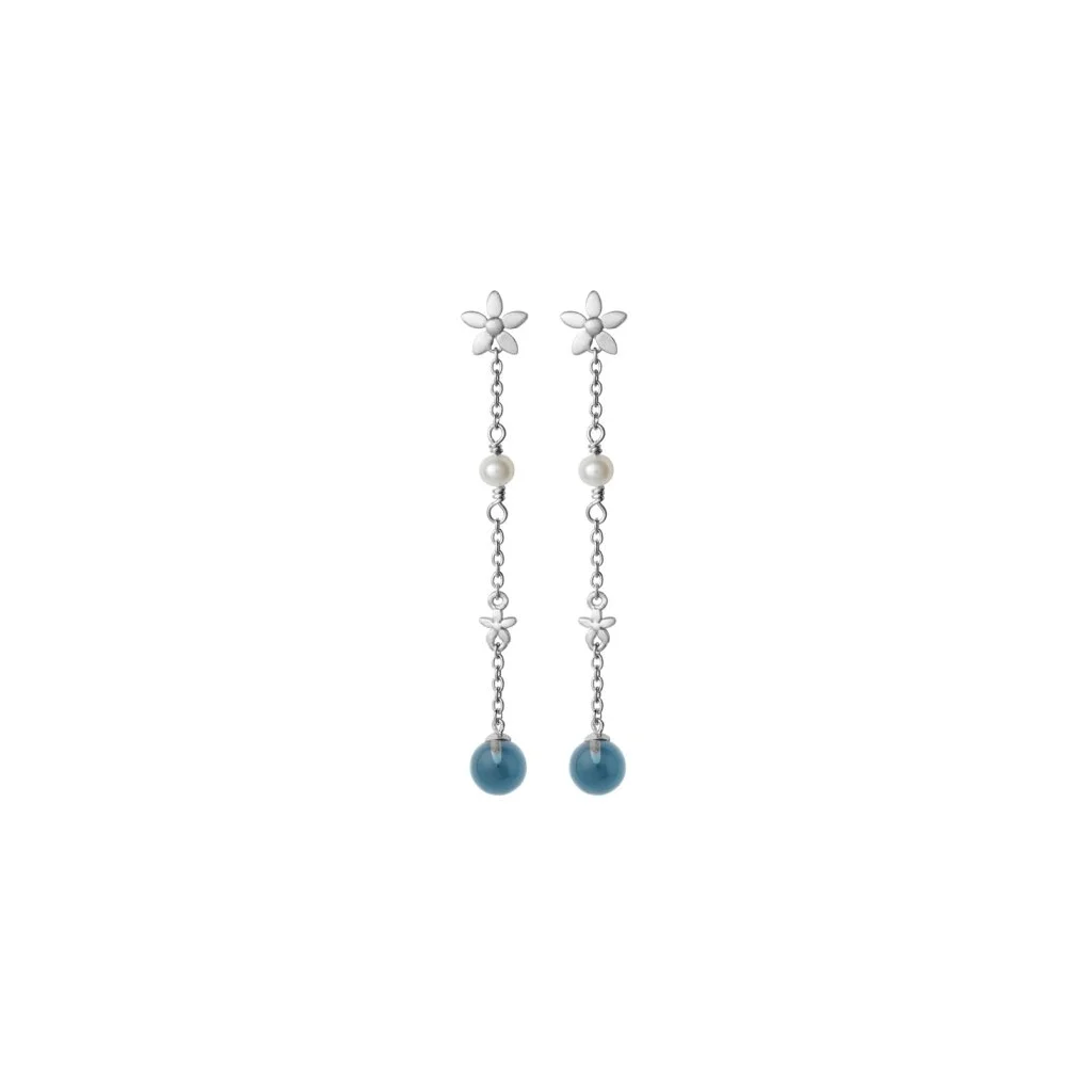 ByBiehl Ørehænger Posy Blue i sølv