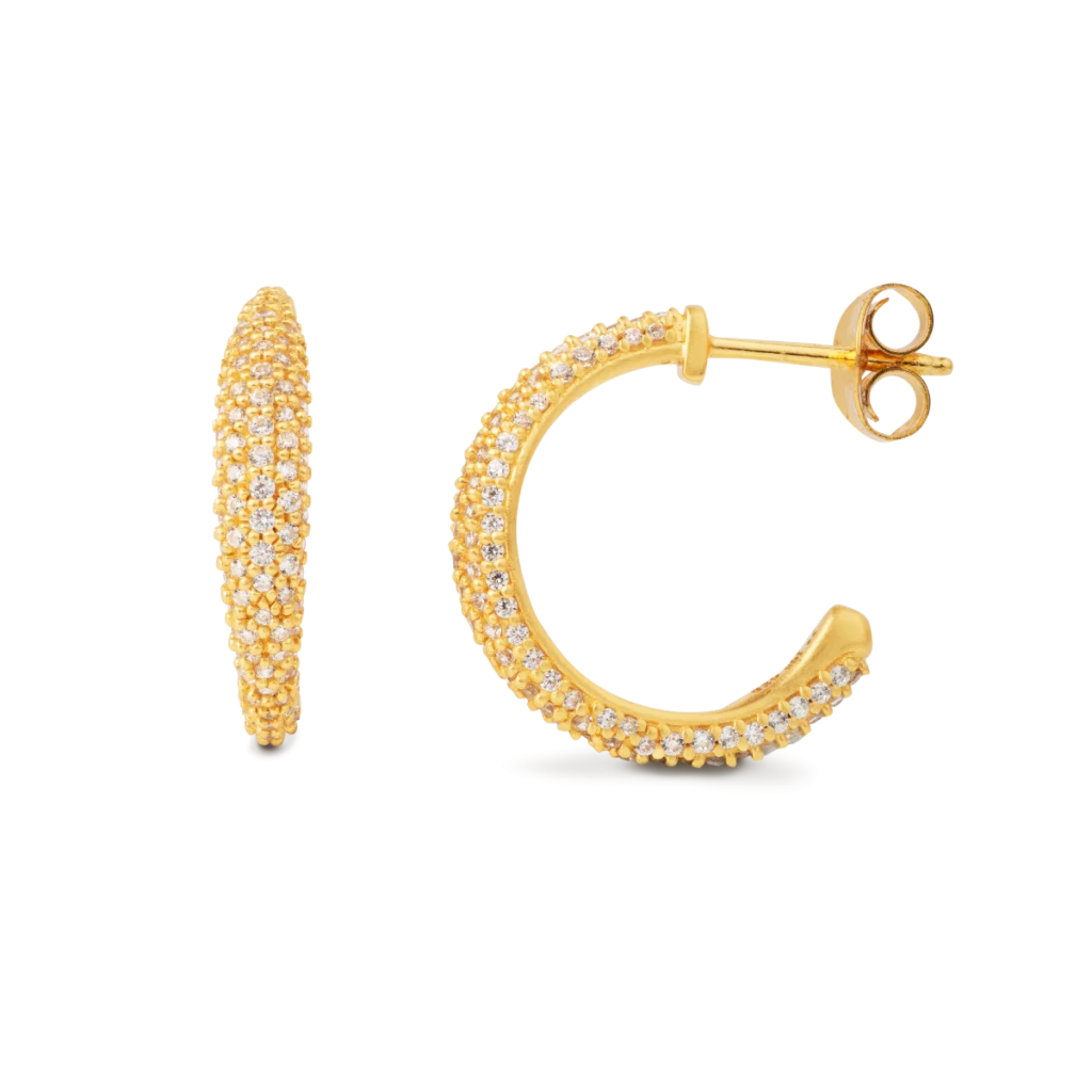 Skinnende byBiehl Ocean Flow Sparkle creoler med moderne design