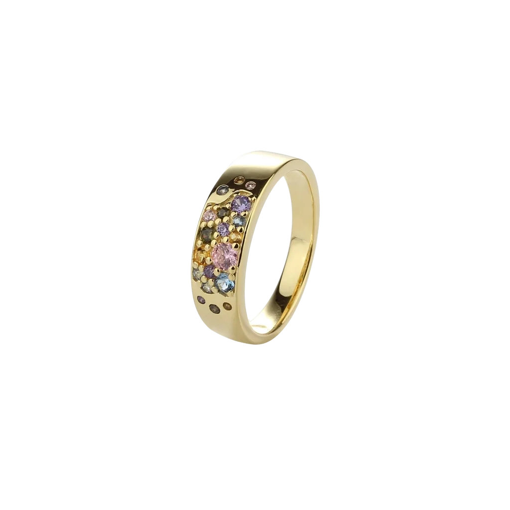 Aqua Dulce Pastel Stardust ring i forgyldt sølv med syntetisk zirconia – model 5136