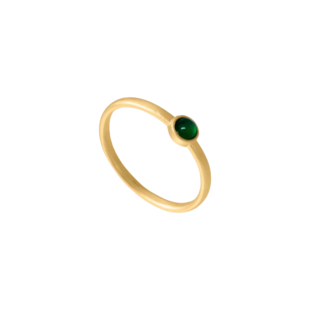 Aqua Dulce Sigga forgyldt sølvring med grøn sten – model 3115

