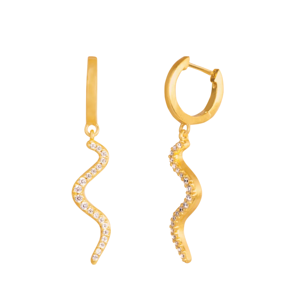 byBiehl Wave Sparkle Øreringe 4-028a-GP i forgyldt sølv