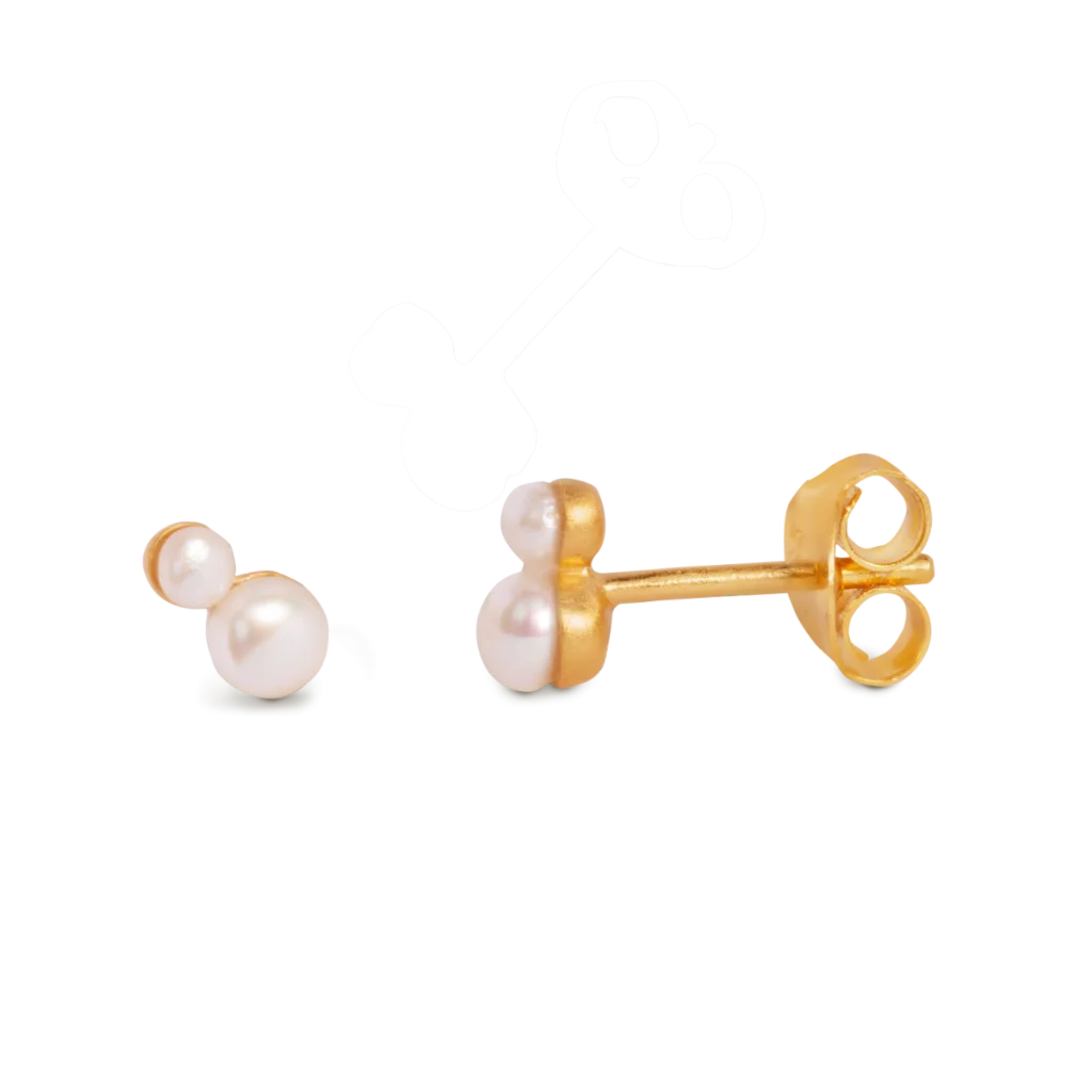 Forgyldte ørestikker med perler fra byBiehl 4-037wp-GP

