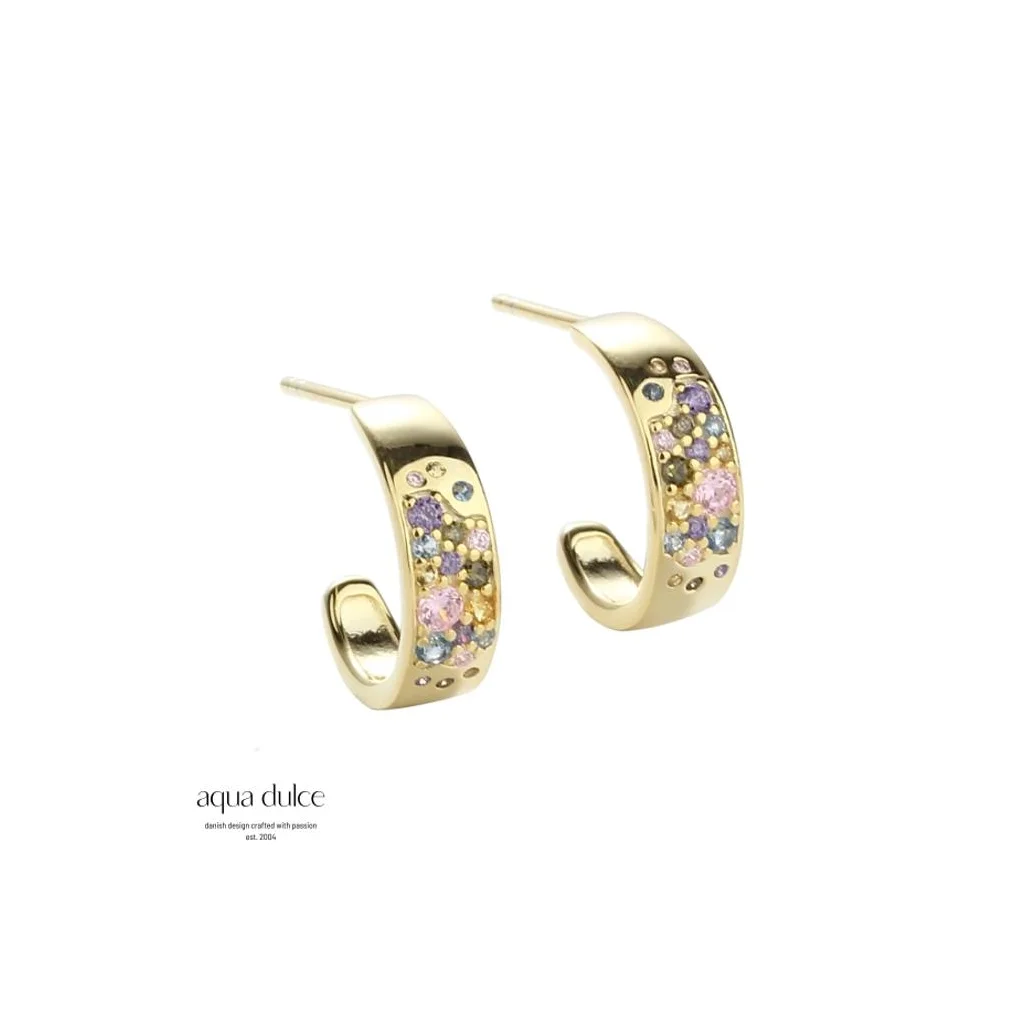 Aqua Dulce Pastel Stardust creoler i forgyldt sølv – model 5134

