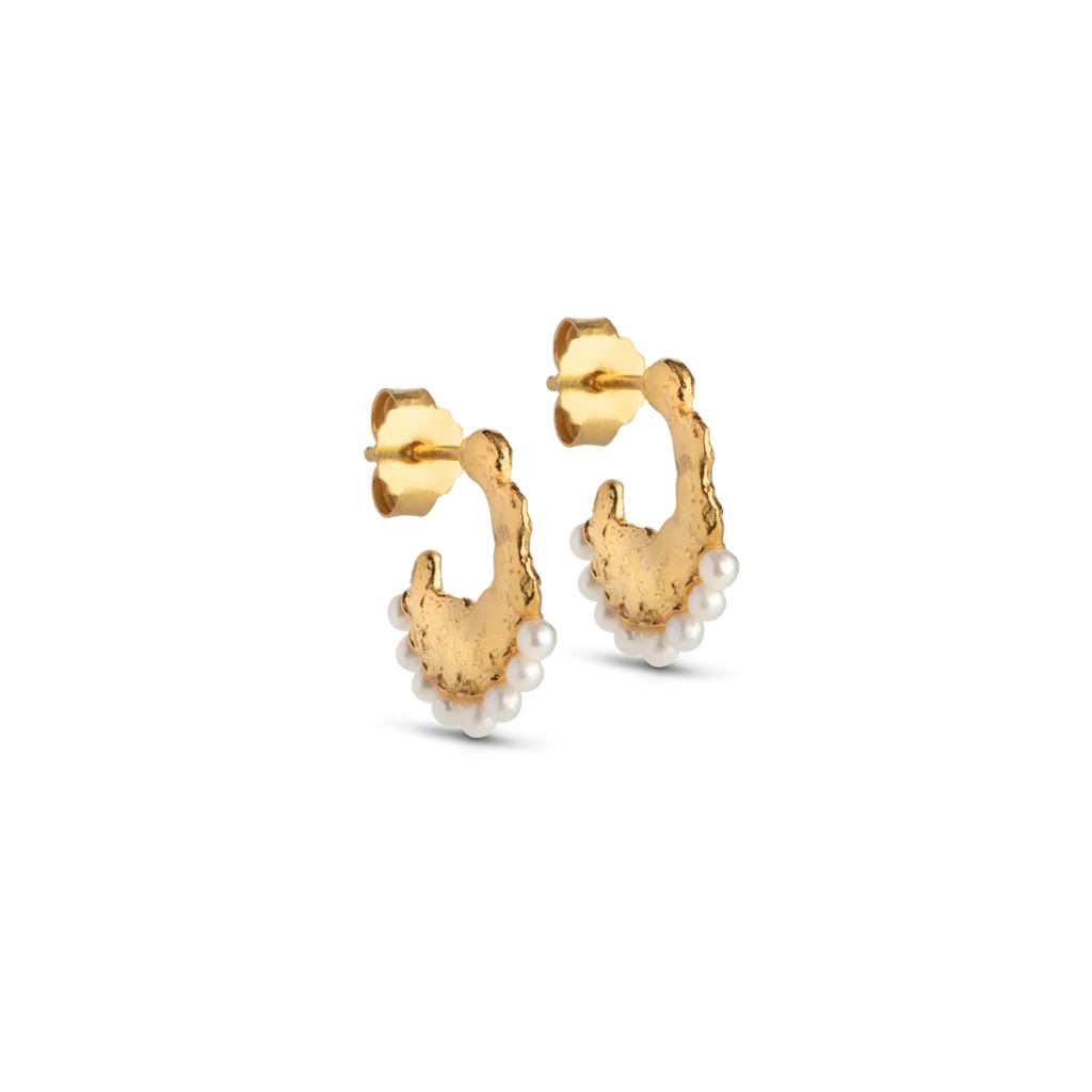 Enamel Léonie creoler i forgyldt sølv