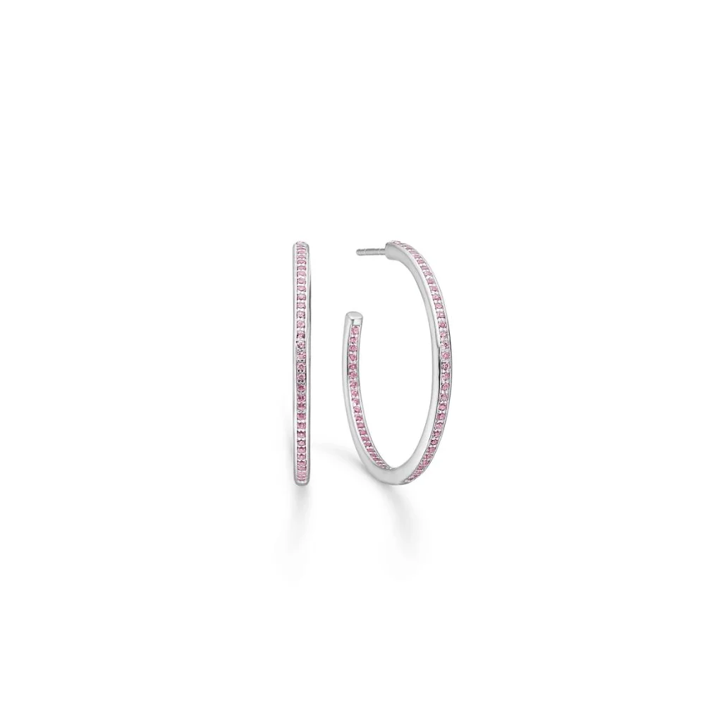 Mads Z - Sølv med. Røde zik 25mm - Creoler - 8117083 