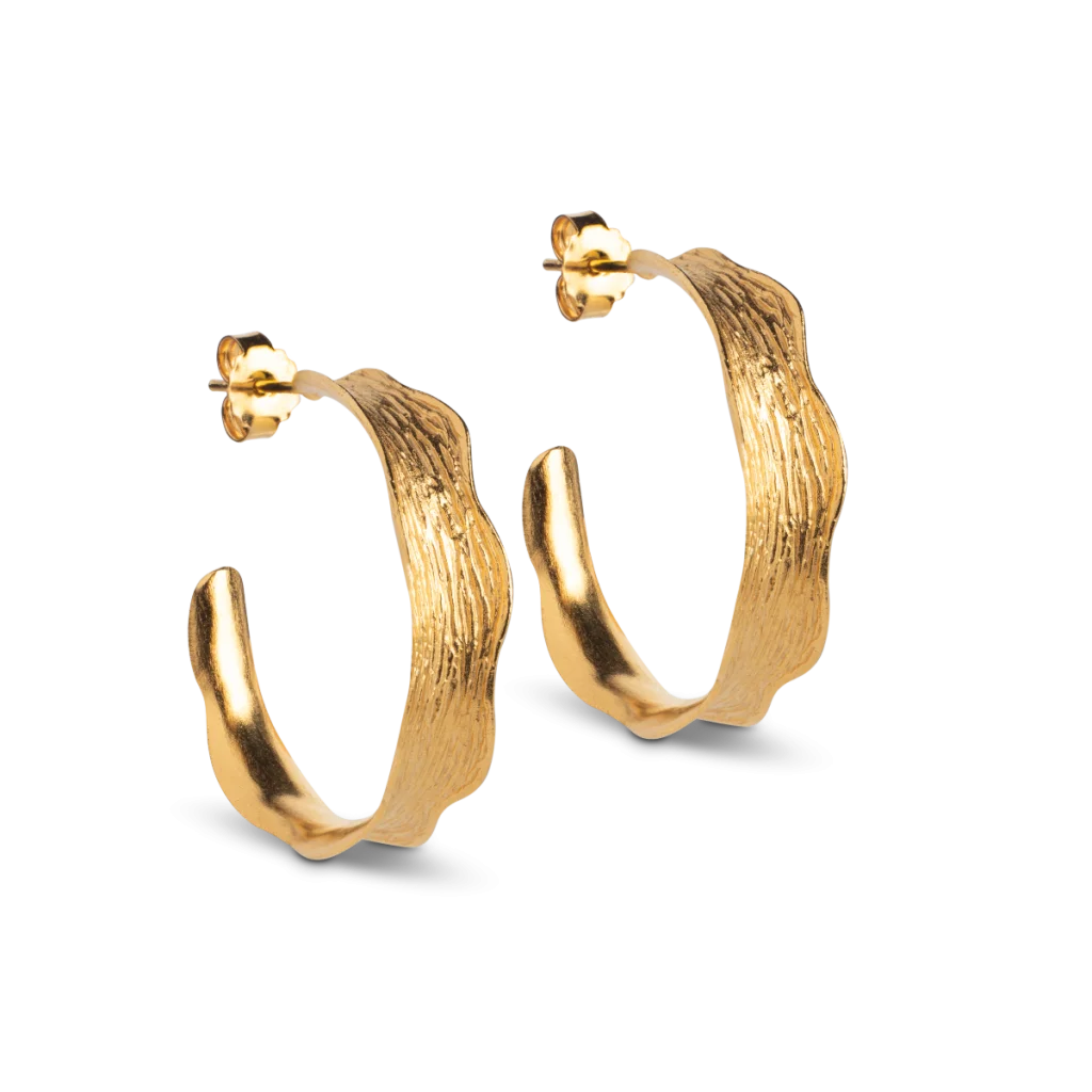 Enamel Ane Creoler Forgyldte Sølvøreringe til Kvinder – Model E288GM