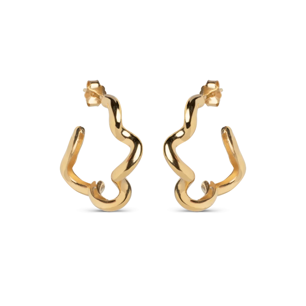 Enamel Curly Creoler Forgyldte Sølvøreringe til Kvinder – E312G

