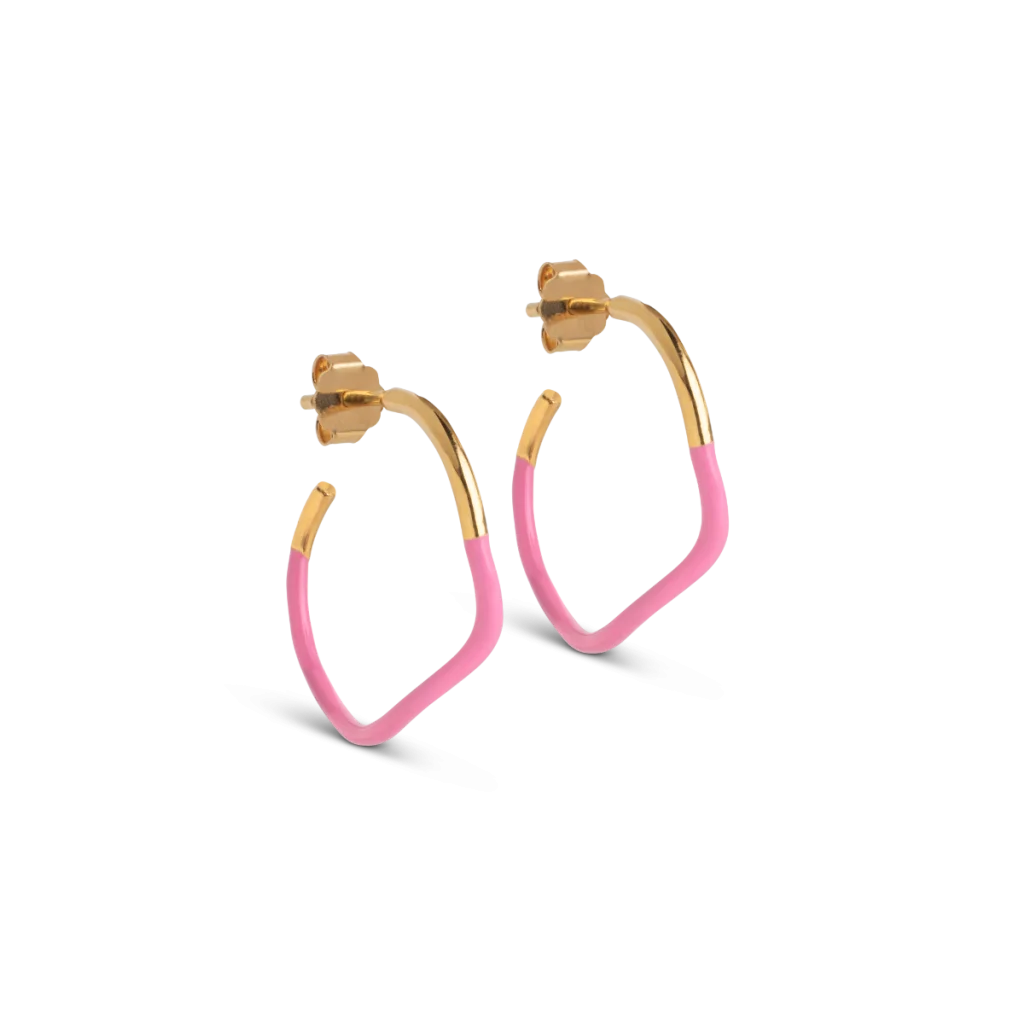 Enamel Sway Øreringe E315G-Pink Forgyldt Sølv Kvinder

