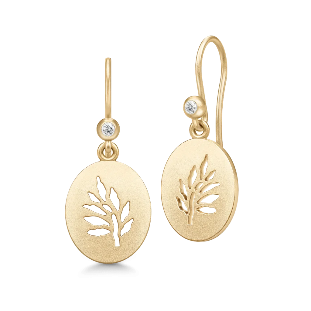 Julie Sandlau Tree of Life Signet Ørehængere i Forgyldt Sølv – Elegant Smykke