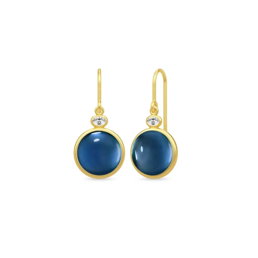 Julie Sandlau Laguna Blå Øreringe i Sølv og Forgyldt Design