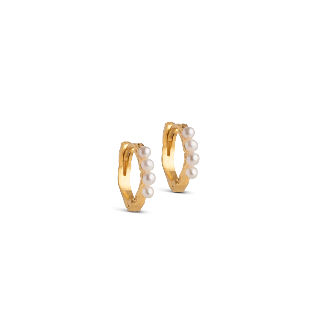 Enamel Paula Pearl creoler i forgyldt sølv med perler