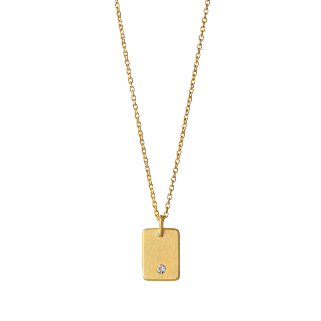 Elegant forgyldt halskæde med akvamarin sten

