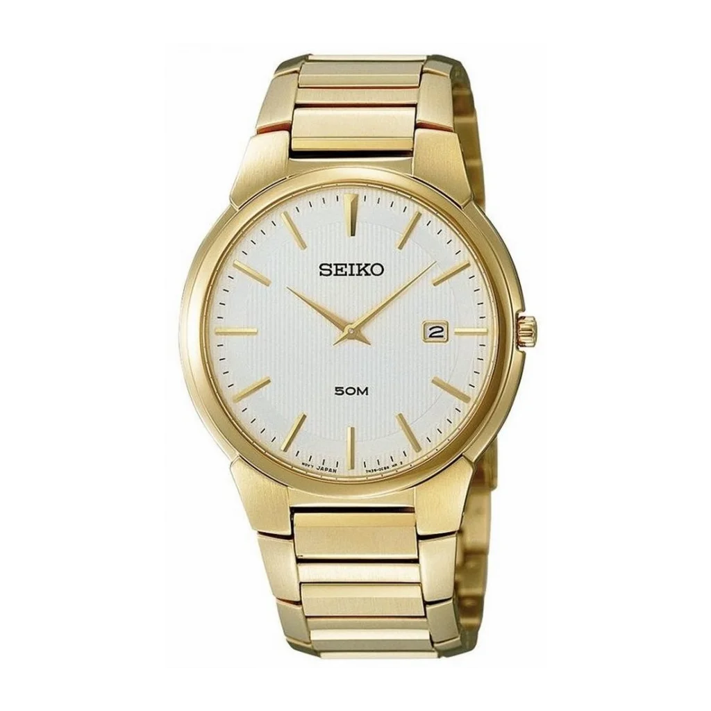 Seiko SKP300 quartz herreur med hvid urskive og 50 bar vandtæthed


