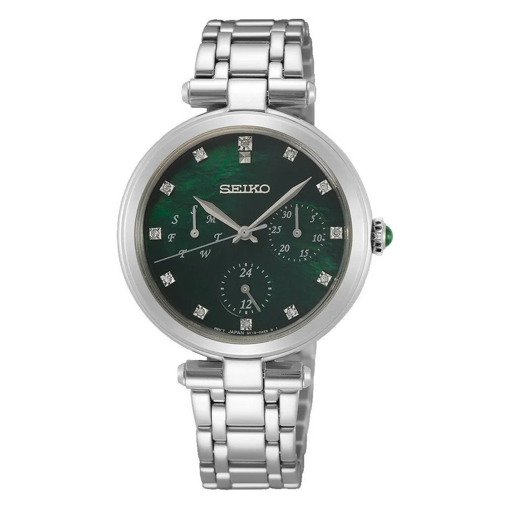 Seiko Caprice SKY063P1 dameur med grøn urskive og safirglas

