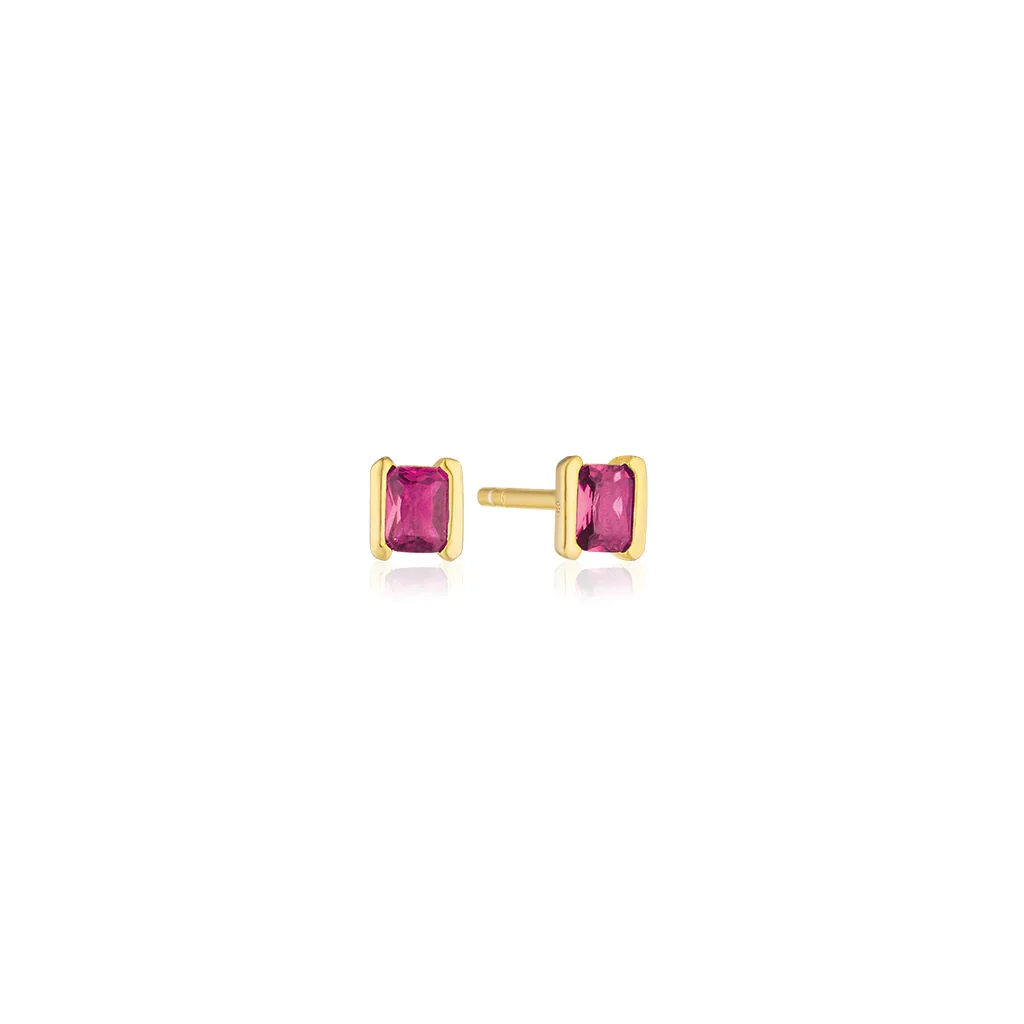 Roccanova Piccolo forgyldte ørestikker med pink cubic zirconia

