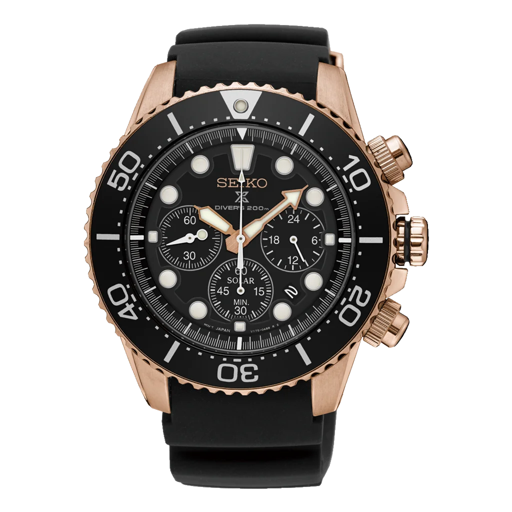 Seiko Prospex Solar herreur SSC618P1 med sort urskive og mineralglas