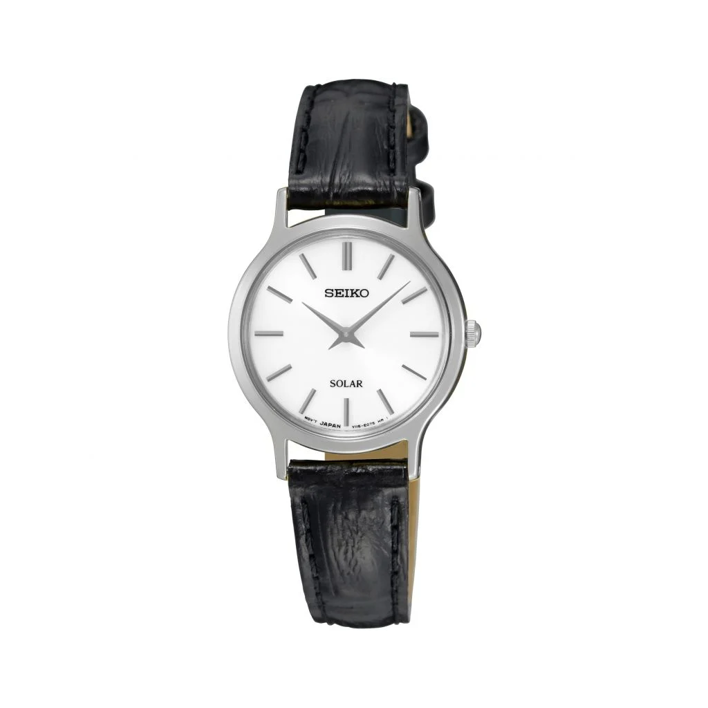 Seiko SUP299P1 solar dameur med hvid urskive og 30 bar vandtæthed

