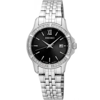 Seiko dameur SUR733P1 med sort skive og mineralglas
