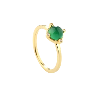 Aqua Dulce Green Peggy Ring 5982 i forgyldt sølv med grøn sten

