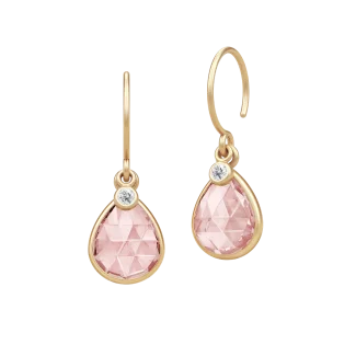 Julie Sandlau Leela øreringe HKS750GDDSROCRCZ i forgyldt sølv med rosa krystal

