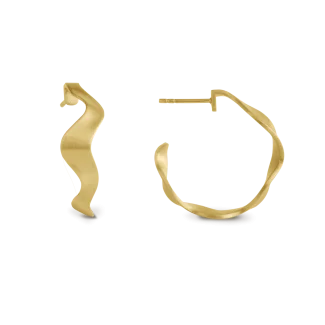 Wave Hoop Grande øreringe i forgyldt sølv – byBiehl smykker