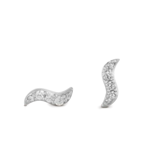 Bølgeformede øreringe i dansk design – byBiehl Wave Stud Sparkle

