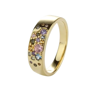 Aqua Dulce Pastel Stardust ring i forgyldt sølv med syntetisk zirconia – model 5136