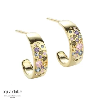 Aqua Dulce Pastel Stardust creoler i forgyldt sølv – model 5134

