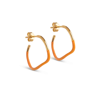 Enamel Sway Øreringe E315G Orange – Forgyldte Sølvsmykker

