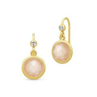 Julie Sandlau Moon Peach Øreringe i Forgyldt Sølv
