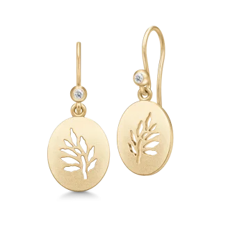 Julie Sandlau Tree of Life Signet Ørehængere i Forgyldt Sølv – Elegant Smykke