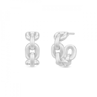 Julie Sandlau Link Chain Mini Hoops Øreringe i Rhodineret Sølv