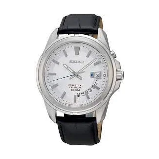 Seiko SNQ135P1 Perpetual herreur med sølv urskive og 40mm diameter

